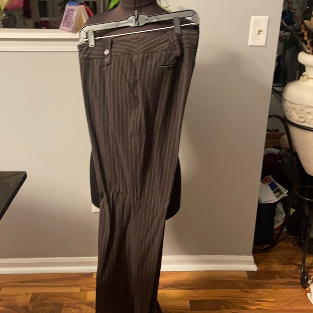 Brown and white dress pants
